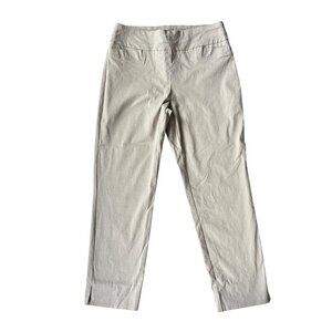 Renuar tan flat front khaki stretchy pull on straight pants women's size 6